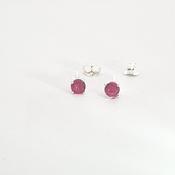 July birthstone Sterling silver 4mm Ruby Red CZ claw set stud earrings 37893