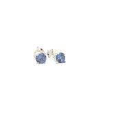 September birthstone Sterling silver 4mm Sapphire Blue CZ claw set stud earrings 37896