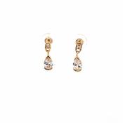 Gold toned silver CZ Pear drop earrings 38929 image
