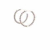 Sterling silver heavy beaded hoop earrings 38936 image