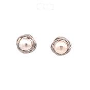 Sterling silver fancy stud pearl earrings 38738 image