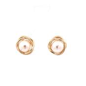 Gold toned fancy stud pearl earrings 38737 image