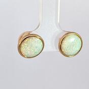 Gold tone created Opal stud earrings 38688 image