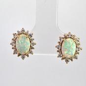 Oval created Opal Halo stud earrings 38690 image