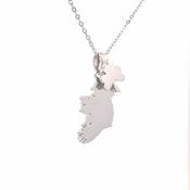 Map of Ireland &amp; Shamrock silver pendant 38914 image
