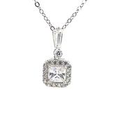 Silver square CZ Halo pendant 38718 image