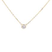 Gold tone CZ solitaire pendant 37675