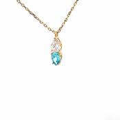 Gold tone silver Aquamarine Blue   Pear paired pendant 38927 image