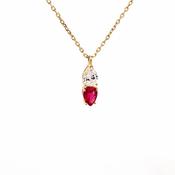 Gold tone silver Ruby Pink  Pear paired pendant 38926 image