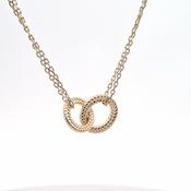 Gold toned silver double chain necklace 38917 image