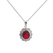 sterling silver pendant, set with Oval Ruby red CZ 38268 image