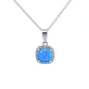 Cushion shape synthetic Blue Opal pendant 37661
