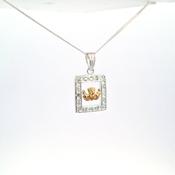 Gold tone Claddagh pendant set within silver stone set Frame 38747
