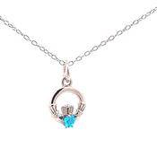 Small Claddagh December birthstone pendant 37066