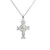 Silve Celtic open work cross and chain 38746