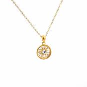 Gold toned silver CZ Sunray pendant 38932 image