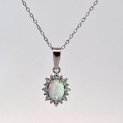 Silver oval Opal Halo pendant 38691 image