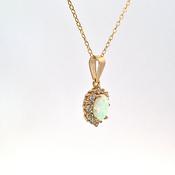 Oval created Opal Halo pendant 38689 image