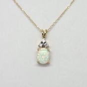 Gold Opal &amp; CZ pendant 38291