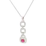 Long drop Ruby Pink CZ  pendant 38723 image