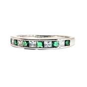 Emerald Green CZ Eternity ring in sterling silver 38970 image