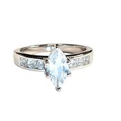 Claw set marquise Cubic Zirconia with channel set shoulders created in sterling silver 38960 image