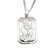 Silver rectangular gents St. Christopher medal 38908