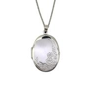 Silver floral one picture locket 38784 image