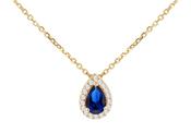 9ct Sapphire Blue CZ Pear drop pendant 35693