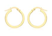 Gold 2mm square tube 16mm round hoop earrings 36274