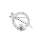 Claddagh + Tara brooch set with Green CZ 36222 image