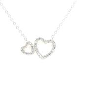 Sterling silver CZ set Heart necklace 35917
