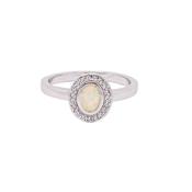 Created opal and CZ ladies cluster dress ring in Sterling Silver 35805 image