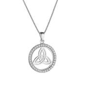 Modern Celtic knot + CZ circular pendant 36353