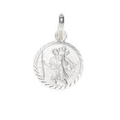 Sterling silver 12mm round St. Chtistopher satin medal 36058