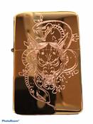 Japanese Oni Mask Lighter, Polished Gold finish image