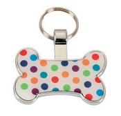 Bone shape Pet Tag Rainbow Polka Dots 35mm wide FREE ENGRAVING image