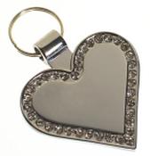Heart shape Jewelled Pet Tag Chrome 35mm wide FREE ENGRAVING image