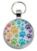 Round Disk Pet Tag Rainbow Paw Print 35mm wide FREE ENGRAVING image
