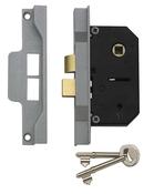 Union Rebated 2-Lever Sashlock for Interior Doors 63mm Silver Enamel image