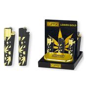 Gold and Black Leaf Metal Clipper Lighter In Gift Tin image