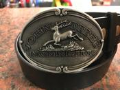 John Deere Logo silver oval buckle with belt image
