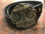Thor’s Hammer - Mjolnir Knot Brass Buckle with belt image