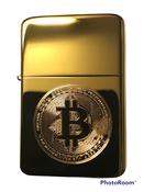 Cryptocurrency BTC Bitcoin Circuit Board Design Lighter, Polished Gold/Brass Finish image
