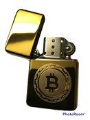 Cryptocurrency BTC Bitcoin Grid Design Lighter, Polished Gold/Brass Finish image