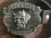 LUCKY 13 Logo buckle with belt Tattoo Your Soul skull design image