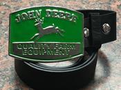 John Deere Logo Buckle with belt Quality Farm Equipment green image