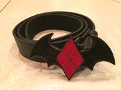 Harley Quinn logo Buckle with Belt batman red black diamond image