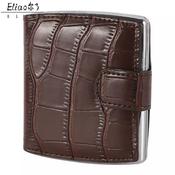 Metal And Leather Cigarette Case with Gift Box, Brown Leather image