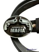 Insured by MAFIA Belt Buckle with belt Mobster smoking guns image